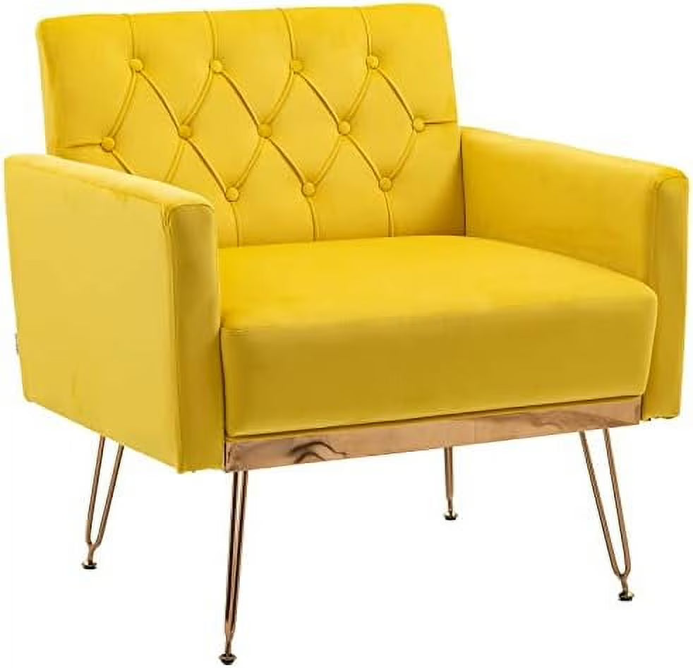 Mustard Velvet Accent Chair with Metal Legs Y3430