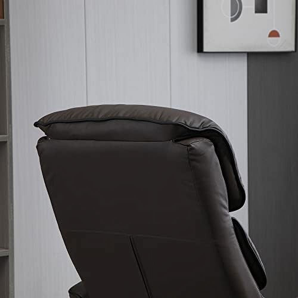 Brown PU Leather Swivel Recliner Chair with Ottoman G41339