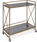 Black Glass 2-Shelf Bar Cart with Locking Wheels P858023