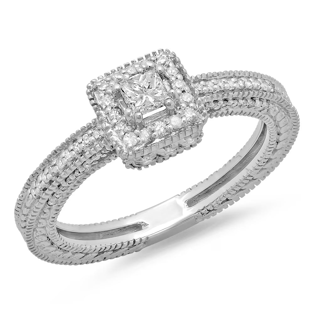 0.60 Carat 14K White Gold Diamond Engagement Ring U3762