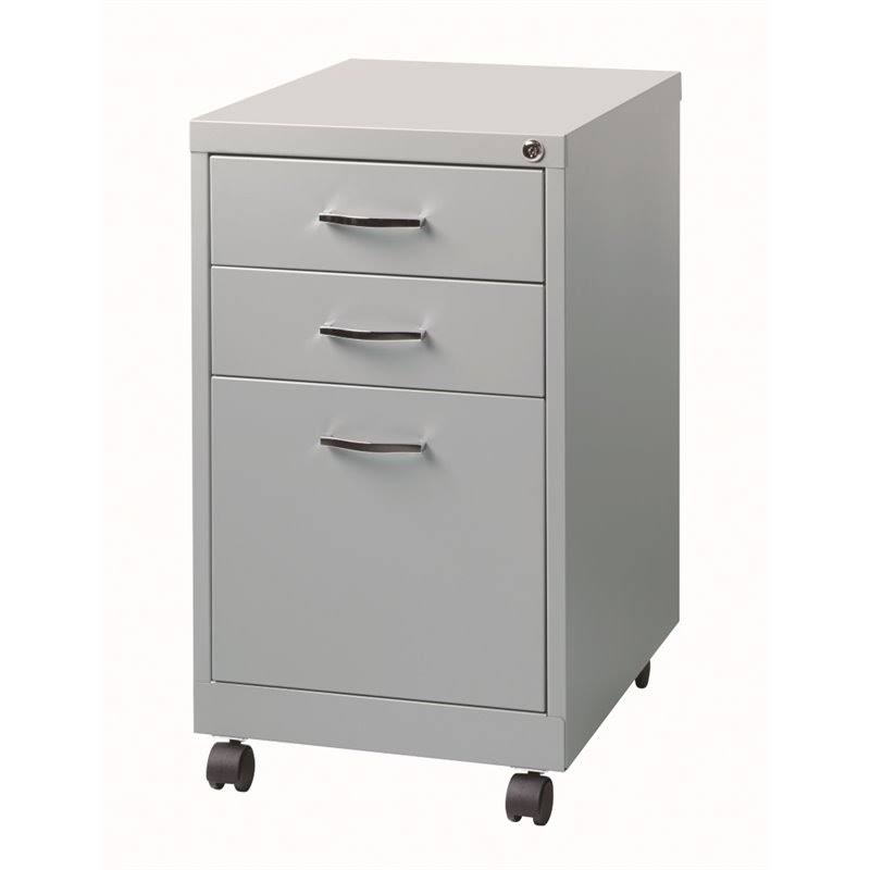 3-Drawer Mobile Filing Cabinet, Platinum/Black C250236