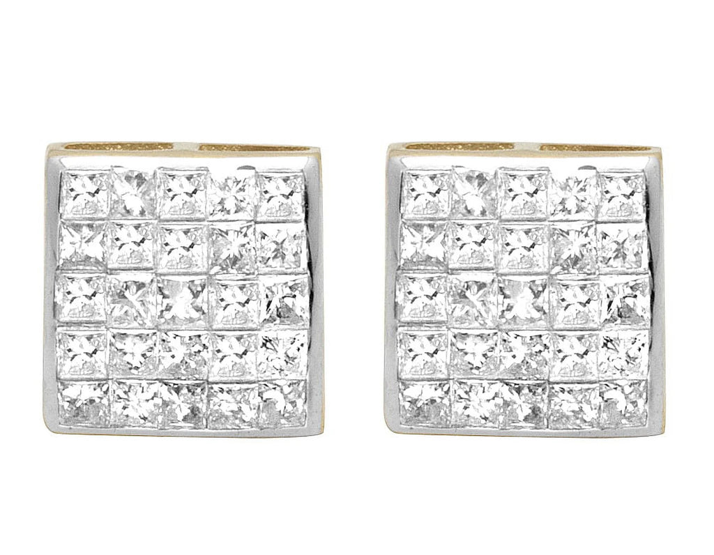 14K Yellow Gold Princess Diamond Stud Earrings P214