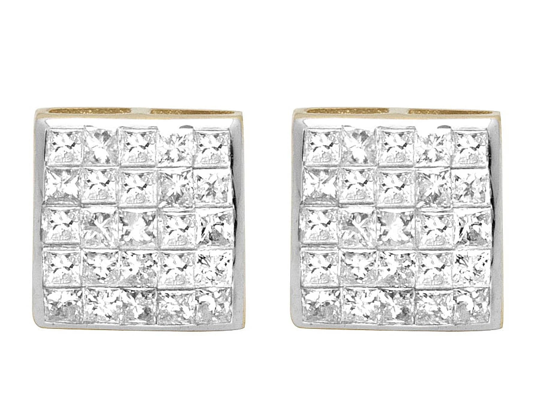 14K Yellow Gold Princess Diamond Stud Earrings P214
