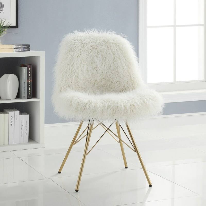 Faux Fur Chair with Gold Metal Base G207960