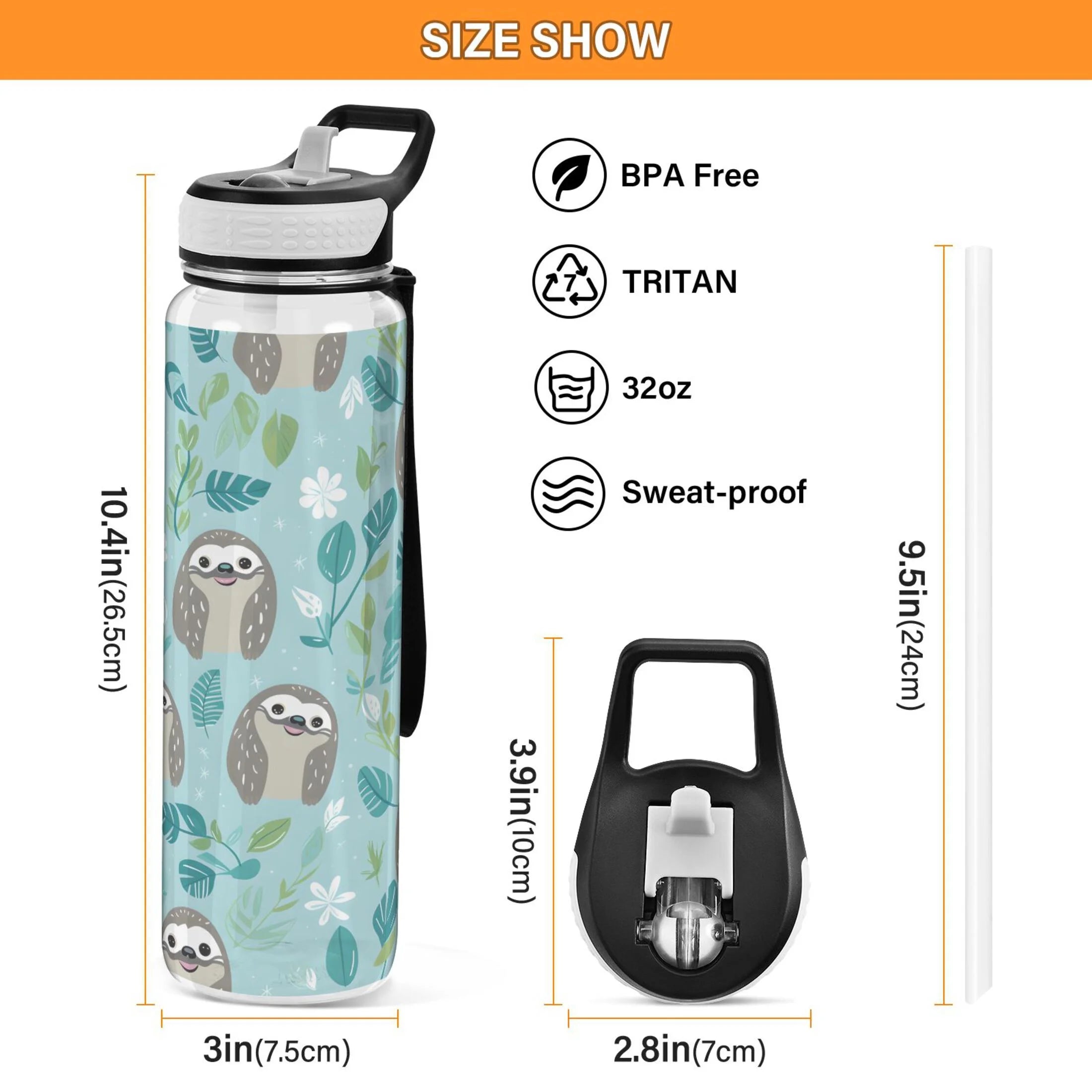 32oz Tritan Leakproof Clear Sports Water Bottle with Straw I4451