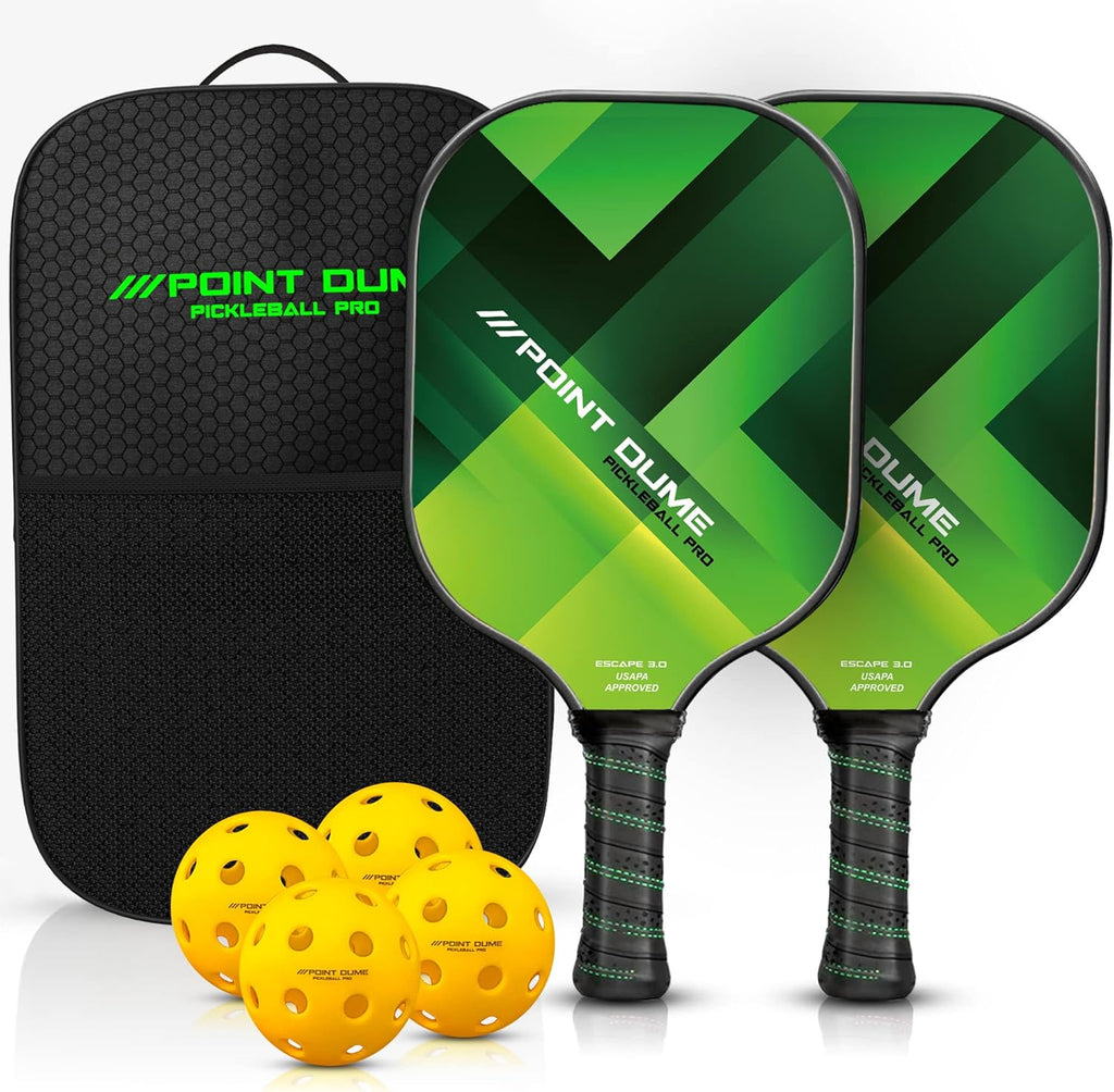 Graphite Carbon Pickleball Paddle Set of 2 Paddles 4 Pickleballs and Carry Case Y742