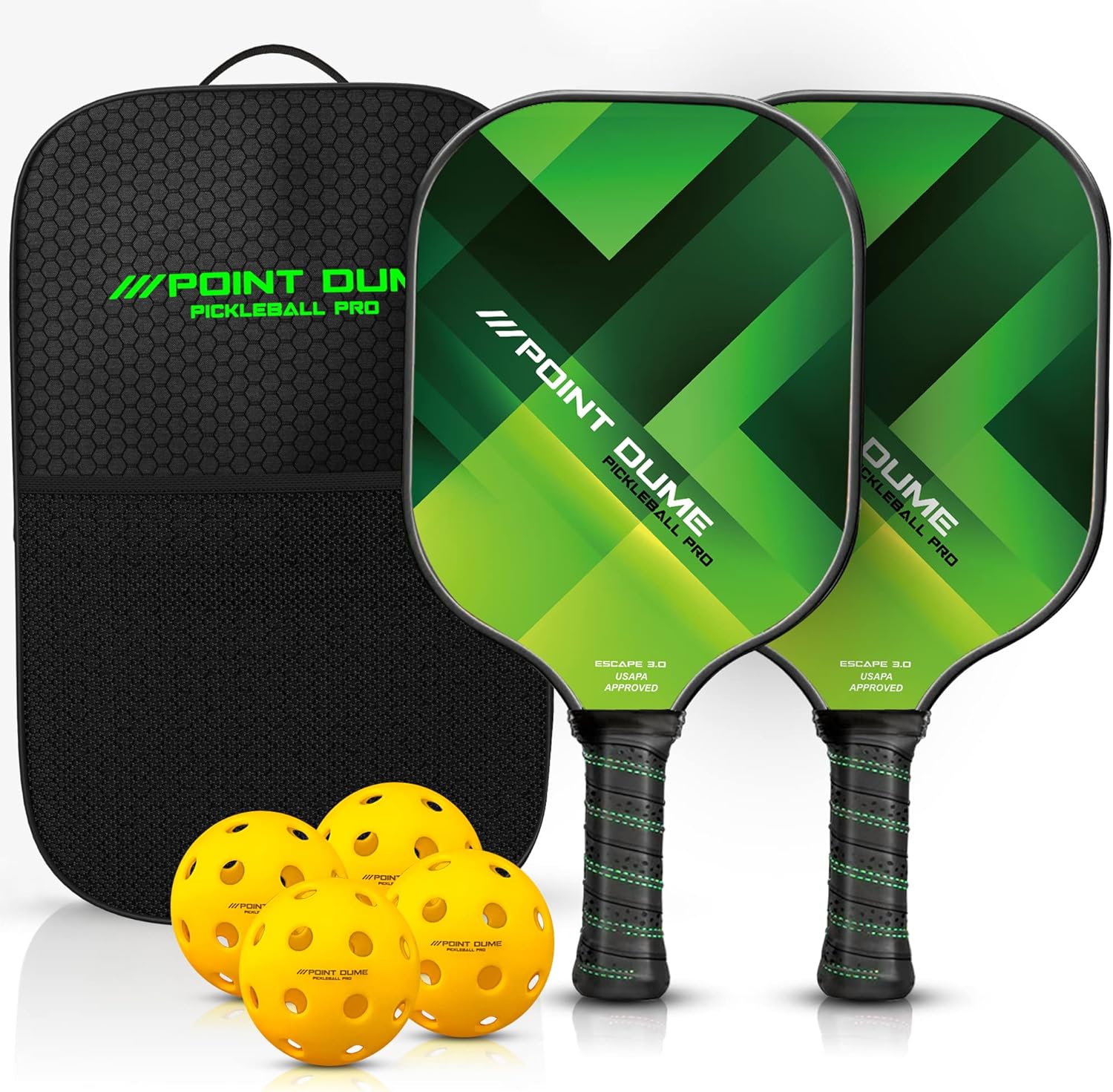 Graphite Carbon Pickleball Paddle Set of 2 Paddles 4 Pickleballs and Carry Case Y742