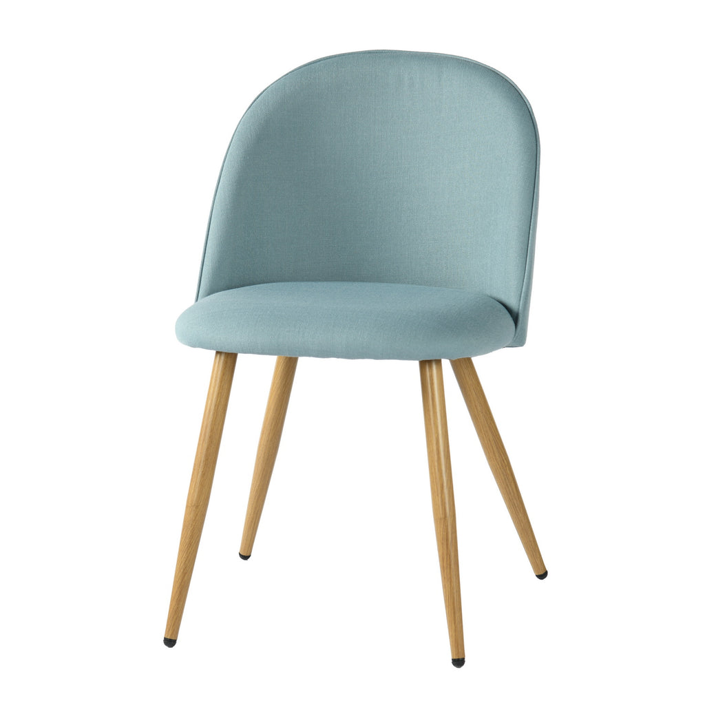 Fabric Upholstered Dining Chairs Set of 2 with Backrest Metal Legs, Power Blue X67185