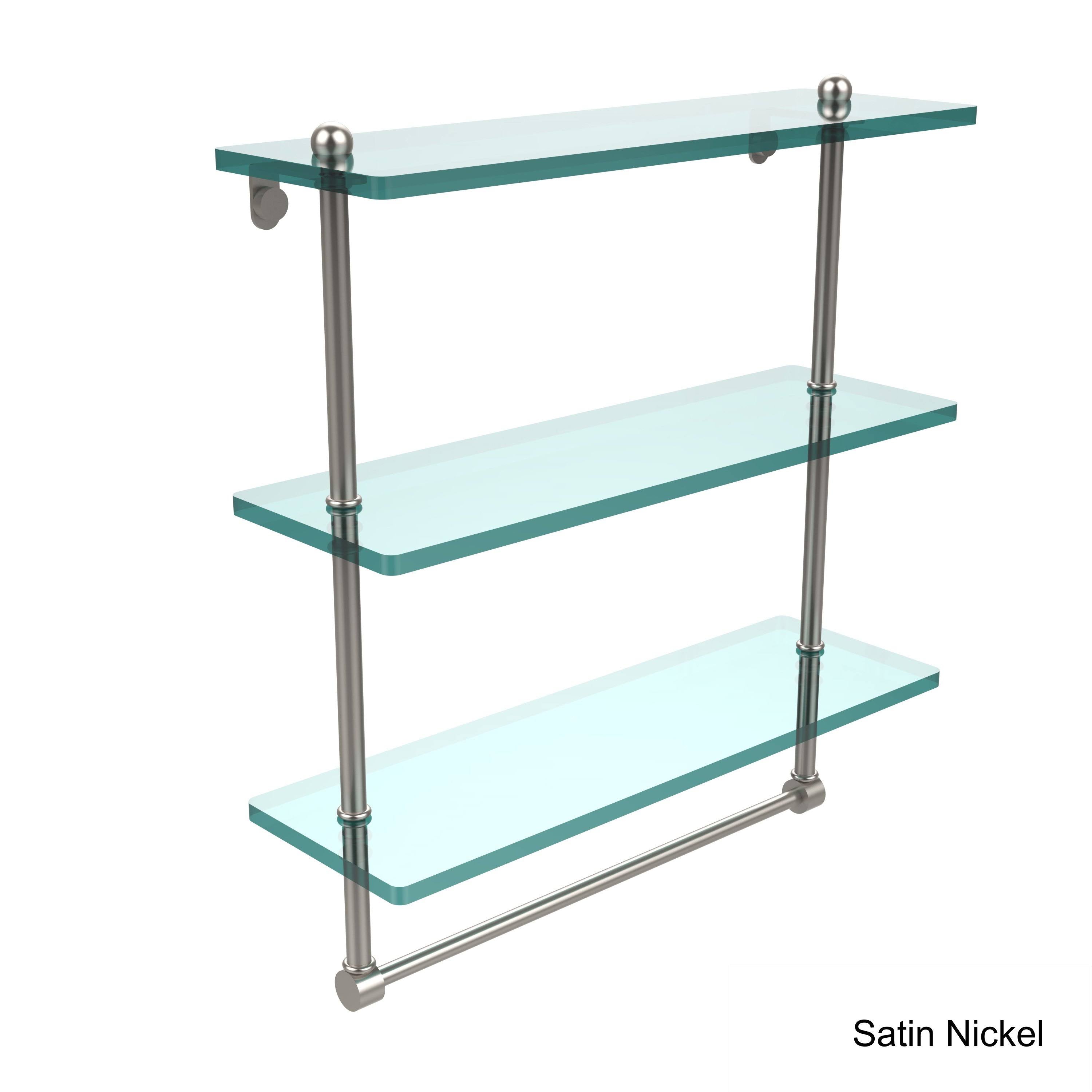 16x22 Triple Tiered Glass Shelf with Towel Bar Antique Bronze A826