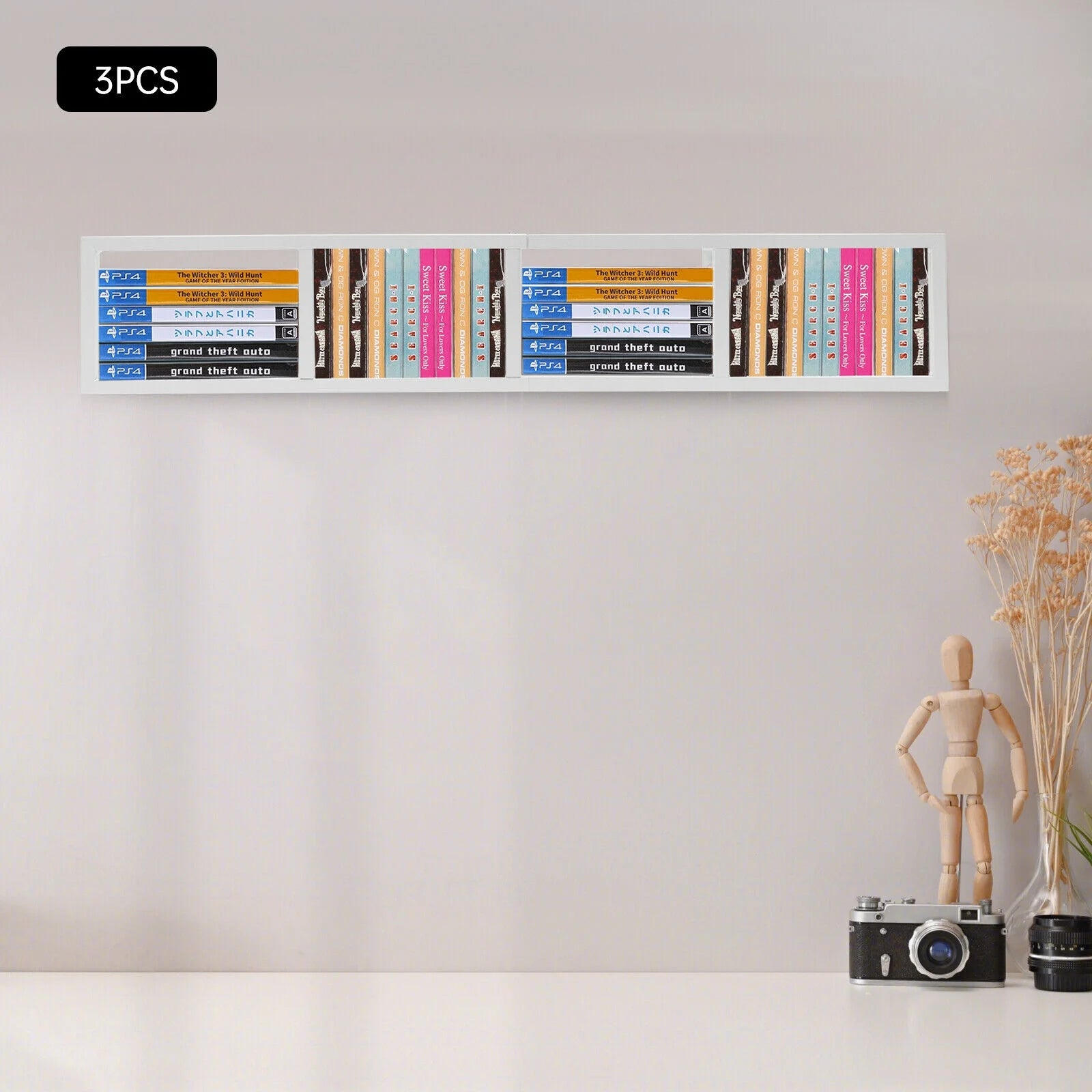 3Pcs White Metal CD DVD Media Storage Rack L172