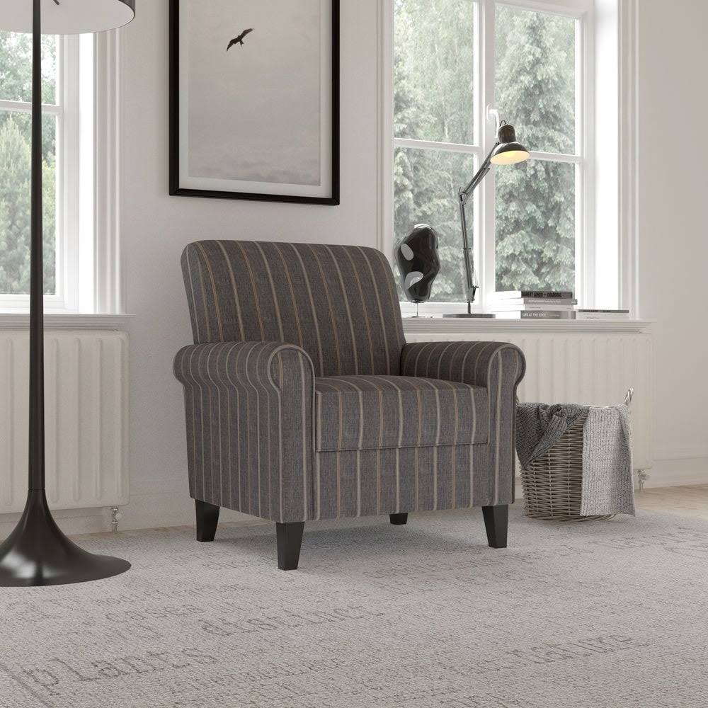 Muted Multi Stripe Rolled Arm Chair Y3808