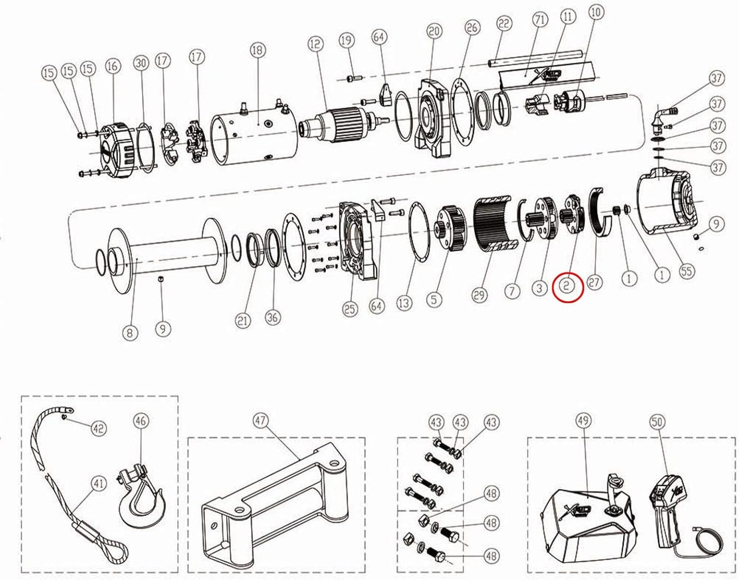 Winch Input Gear Carrier Assembly W924