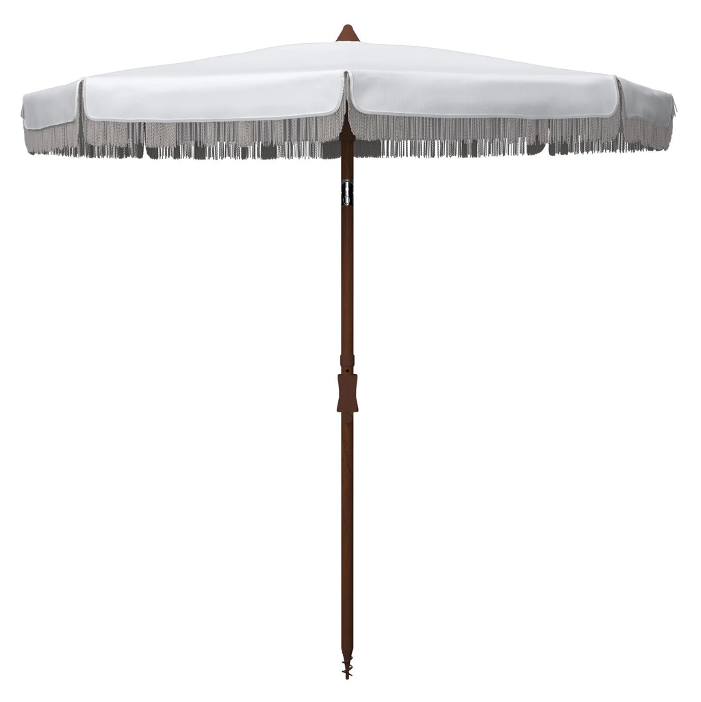 White Fringe Beach Patio Umbrella M584