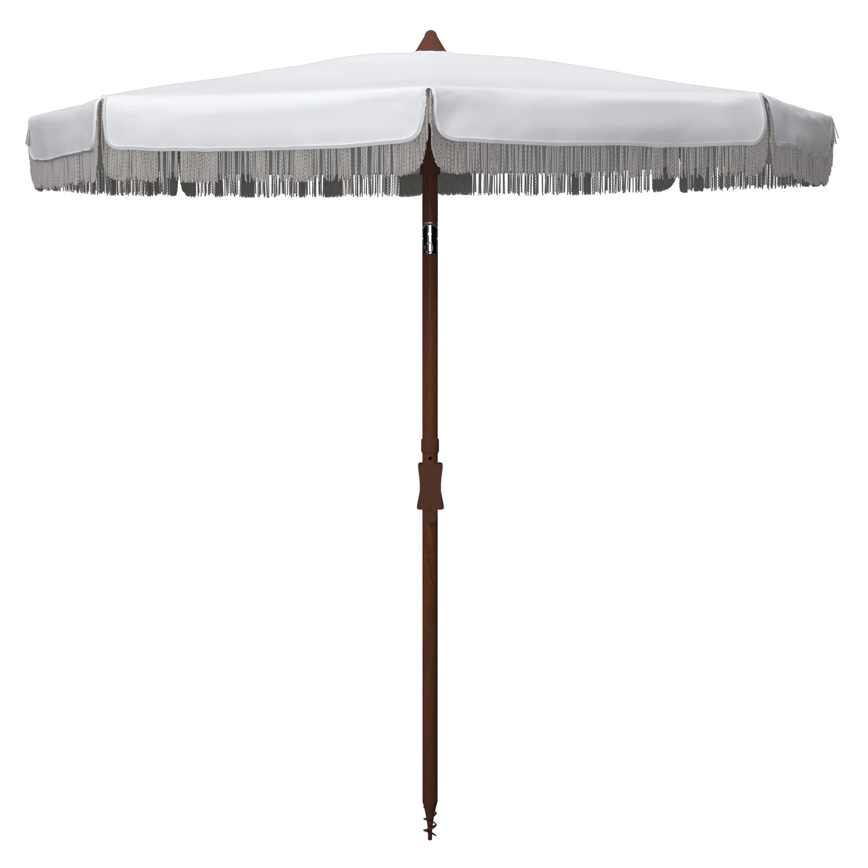 White Fringe Beach Patio Umbrella M584