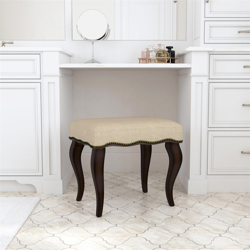 Burnished Oak Wood Backless Vanity Stool Z969