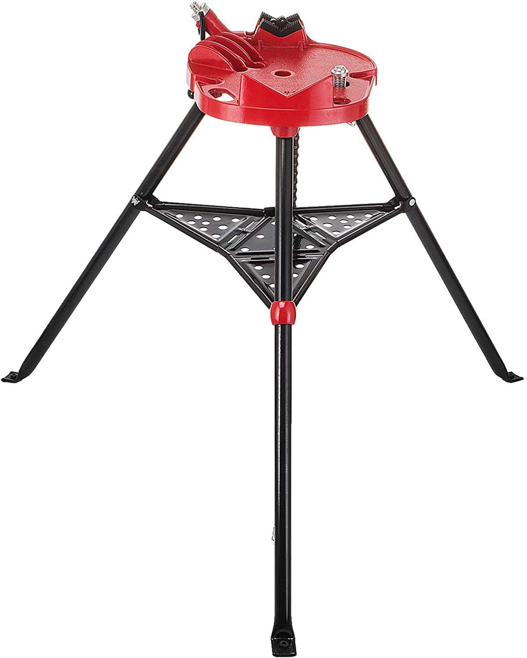 Tripod Pipe Chain Vise with Pipe Stand, Portable Foldable Steel Legs, Tool Tray F6980