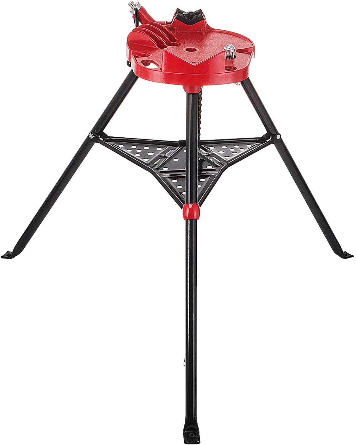 Tripod Pipe Chain Vise with Pipe Stand, Portable Foldable Steel Legs, Tool Tray F6980