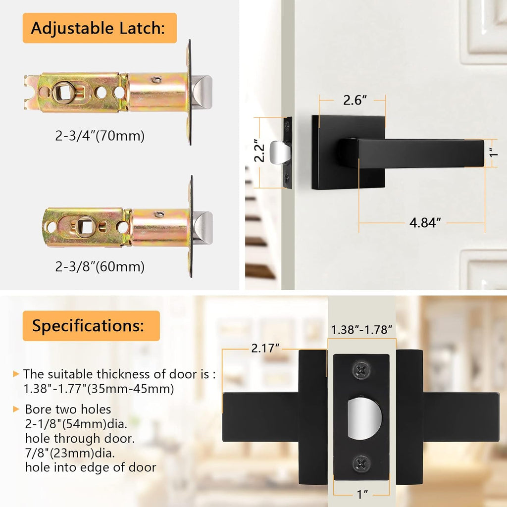 Matte Black Square Passage Door Levers Pack of 2 Z83533