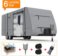 Heavy Duty 6 Layers Travel Trailer RV Cover Anti-UV Camper Cover for 24'1" - 26' Motorhome Breathable Rip-Stop with 2Pcs Extra Straps & Gutter Spout Covers J95514