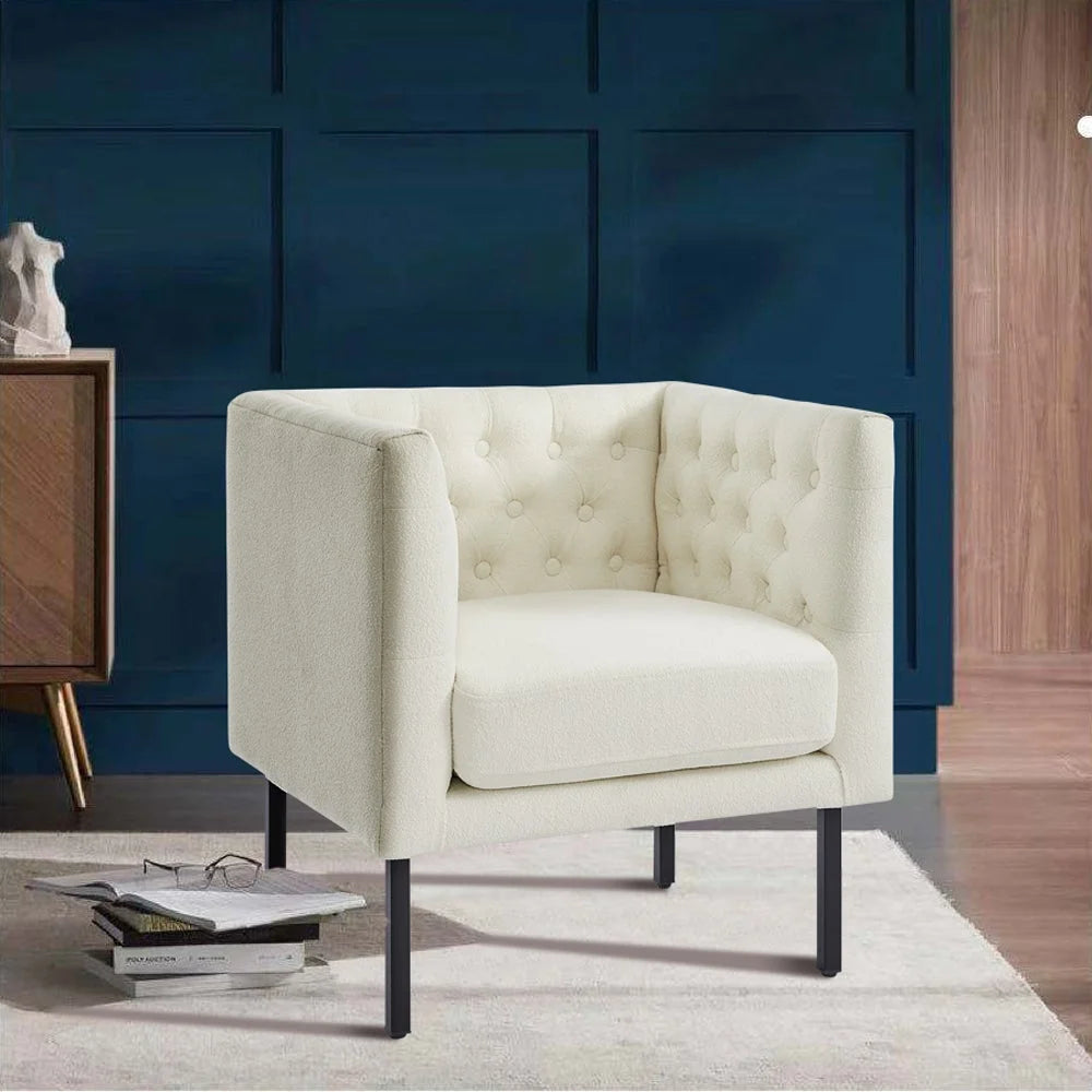 Tufted Club Chair with Metal Legs A38607