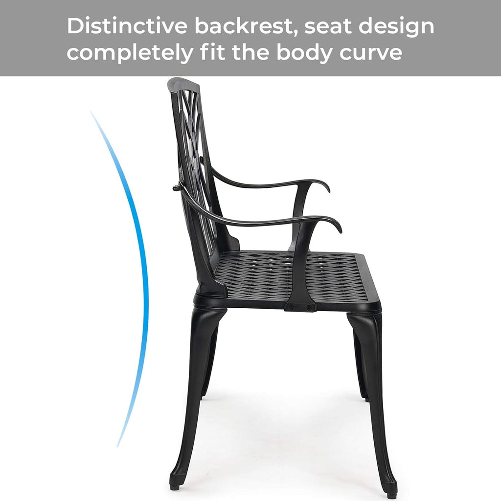 Black Cast Aluminum 2-Person Patio Bench M569
