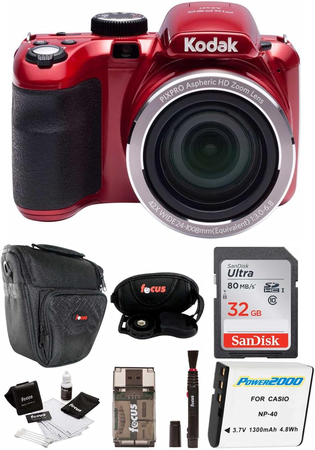16MP Digital Camera with 32GB SD Card and Accessory Bundle F826