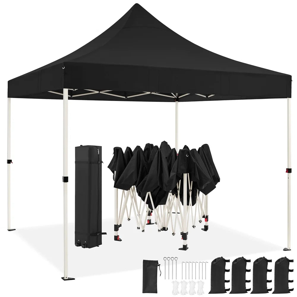 Black Pop-up Canopy with Roller Bag and Sandbags X30589