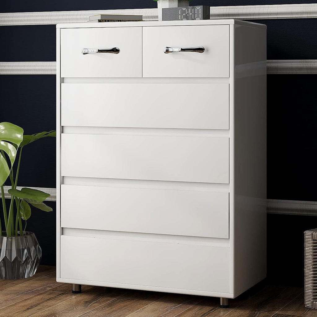 White 6 Drawers Tall Storage Dresser X30246