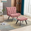 Pink Velvet Accent Chair with Ottoman K63072