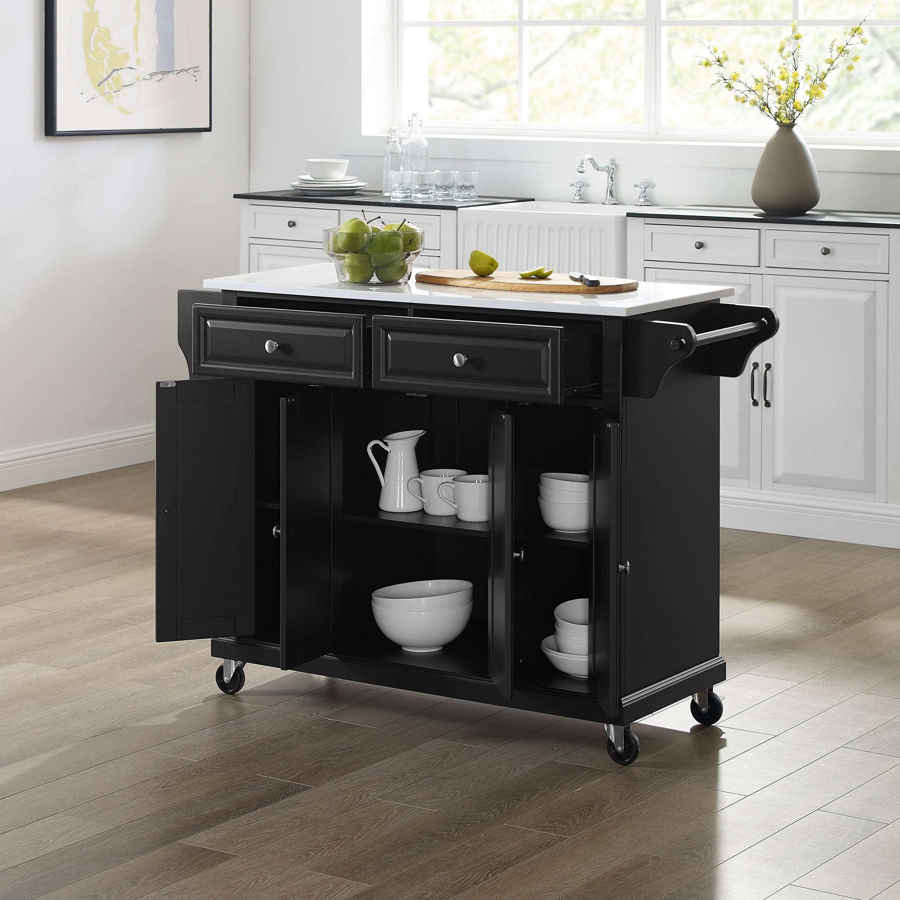 Black Granite Top Kitchen Cart S911