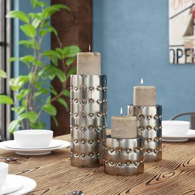 3 Piece Metal Candlestick Set V31968