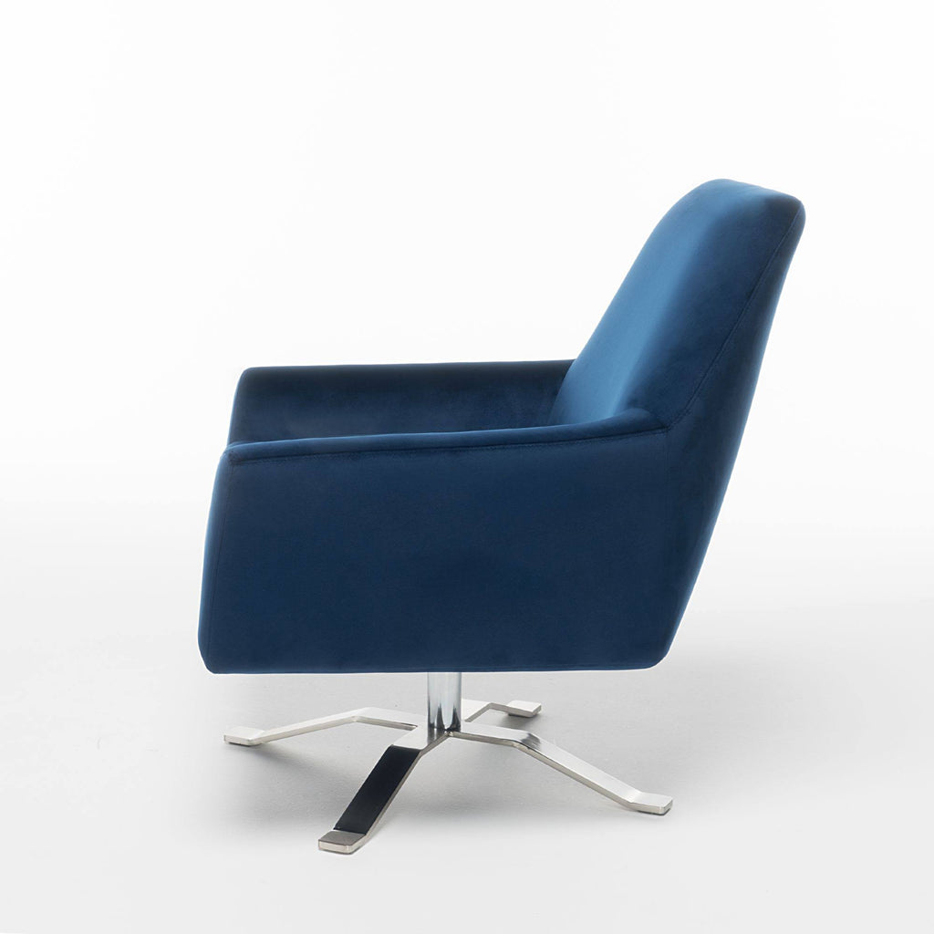 Navy Blue and Silver Vintage Swivel Club Chair K89159
