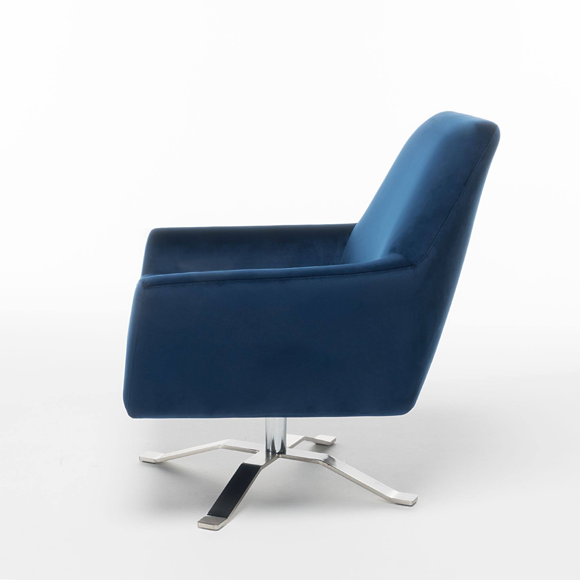 Navy Blue and Silver Vintage Swivel Club Chair K89159