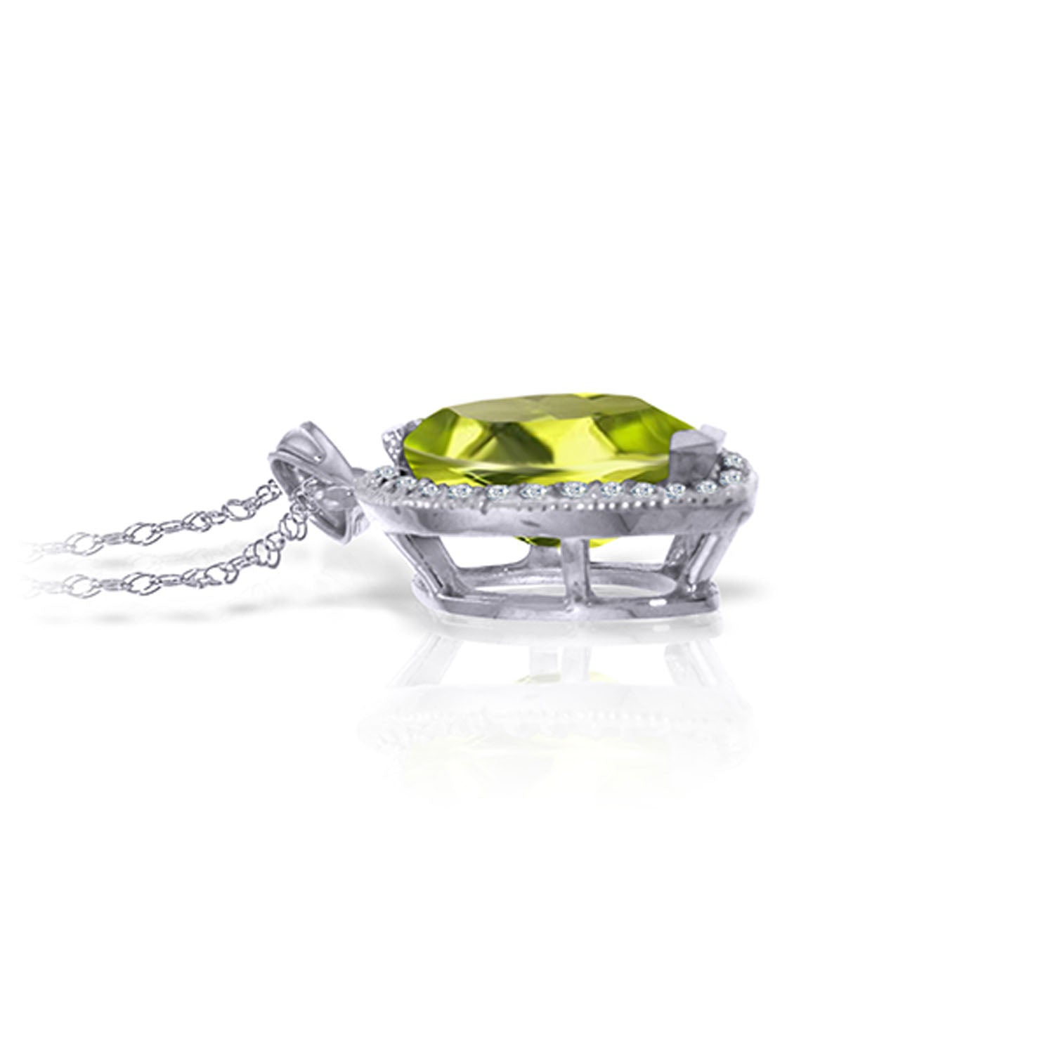 14k White Gold Diamond & Peridot Pendant Necklace F115