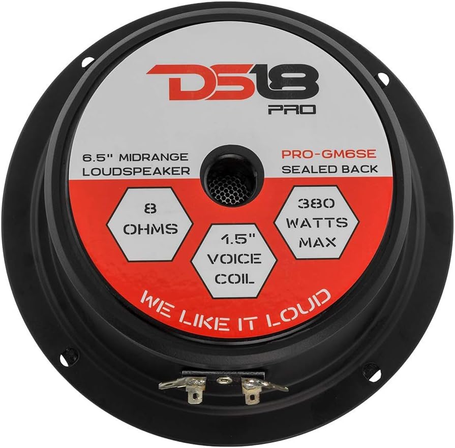 6.5" Midrange Sealed Back Car Door Speakers, 380W Max, 90W RMS, 8 Ohms, Pack of 2 E67530