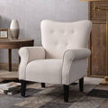 Cream Linen Tufted Armchair U62137
