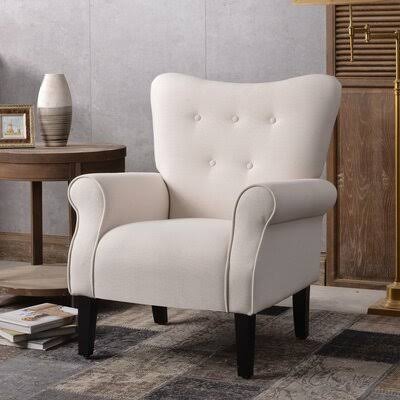Cream Linen Tufted Armchair U62137