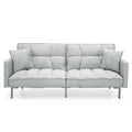 Gray Linen Convertible Futon with 2 Pillows Z403817