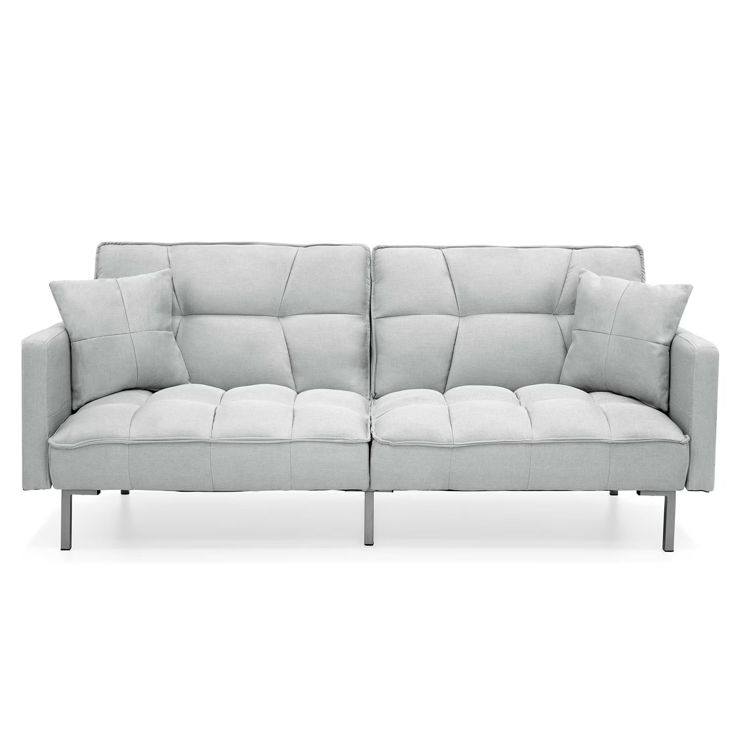 Gray Linen Convertible Futon with 2 Pillows Z403817