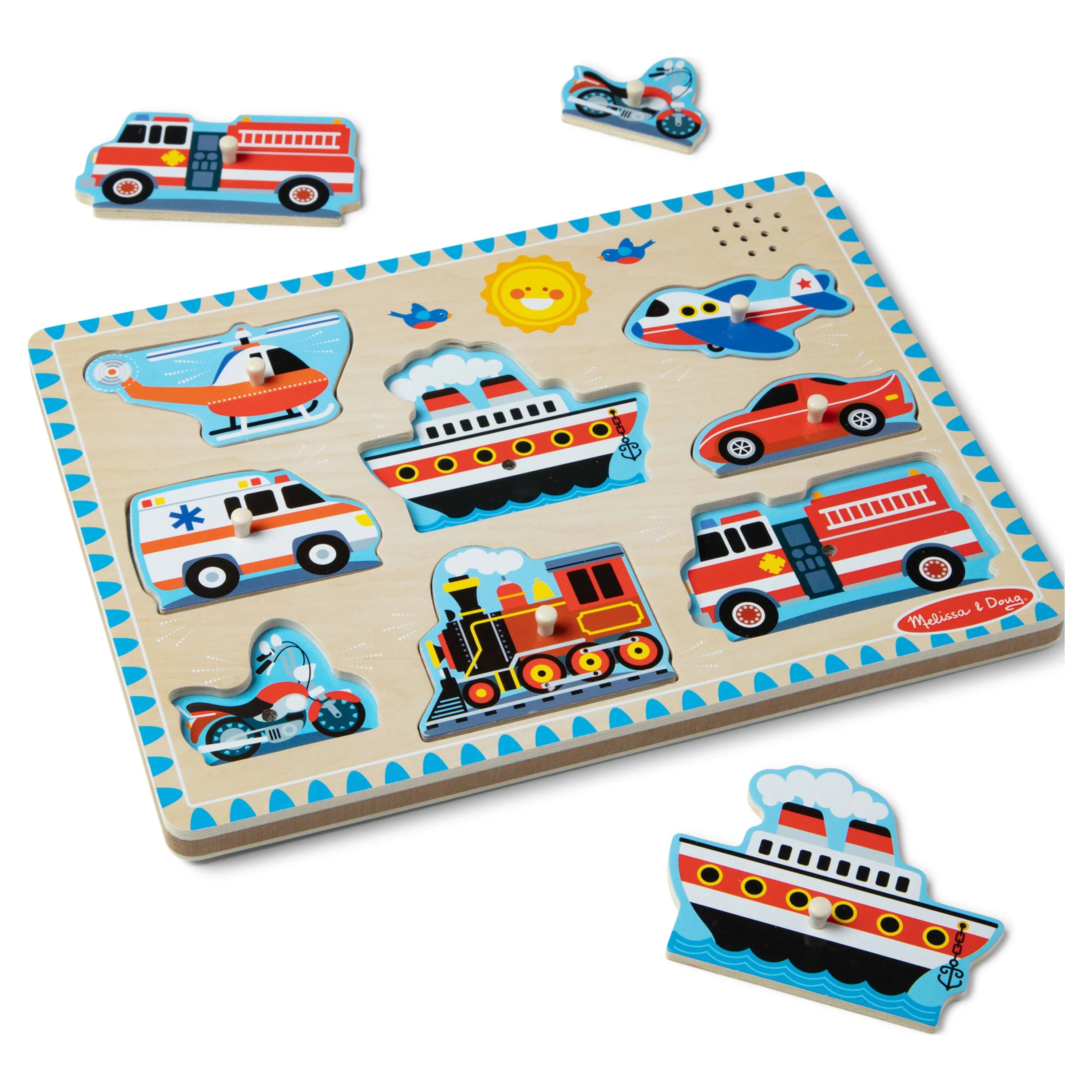 Wooden Peg Puzzle With Sound Effects (8 pcs) Y508675