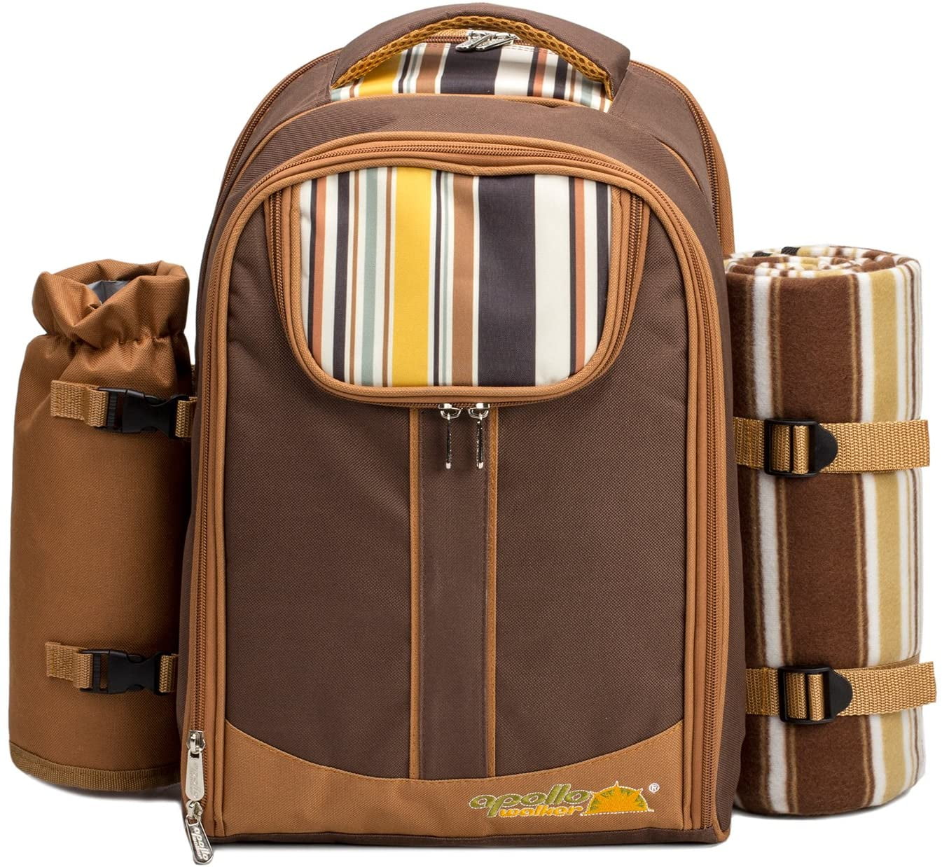 Picnic Backpack for 2 Person with Cooler Compartment, Fleece Blanket, Plates and Cutlery K432927