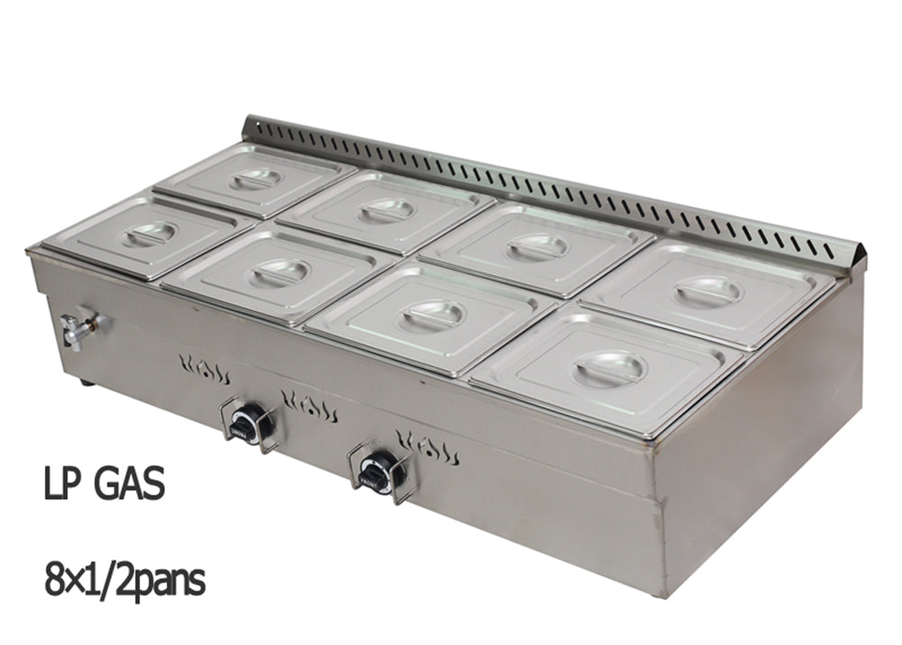 8-Pan LP Gas Food Warmer Propane Steam Table E57485