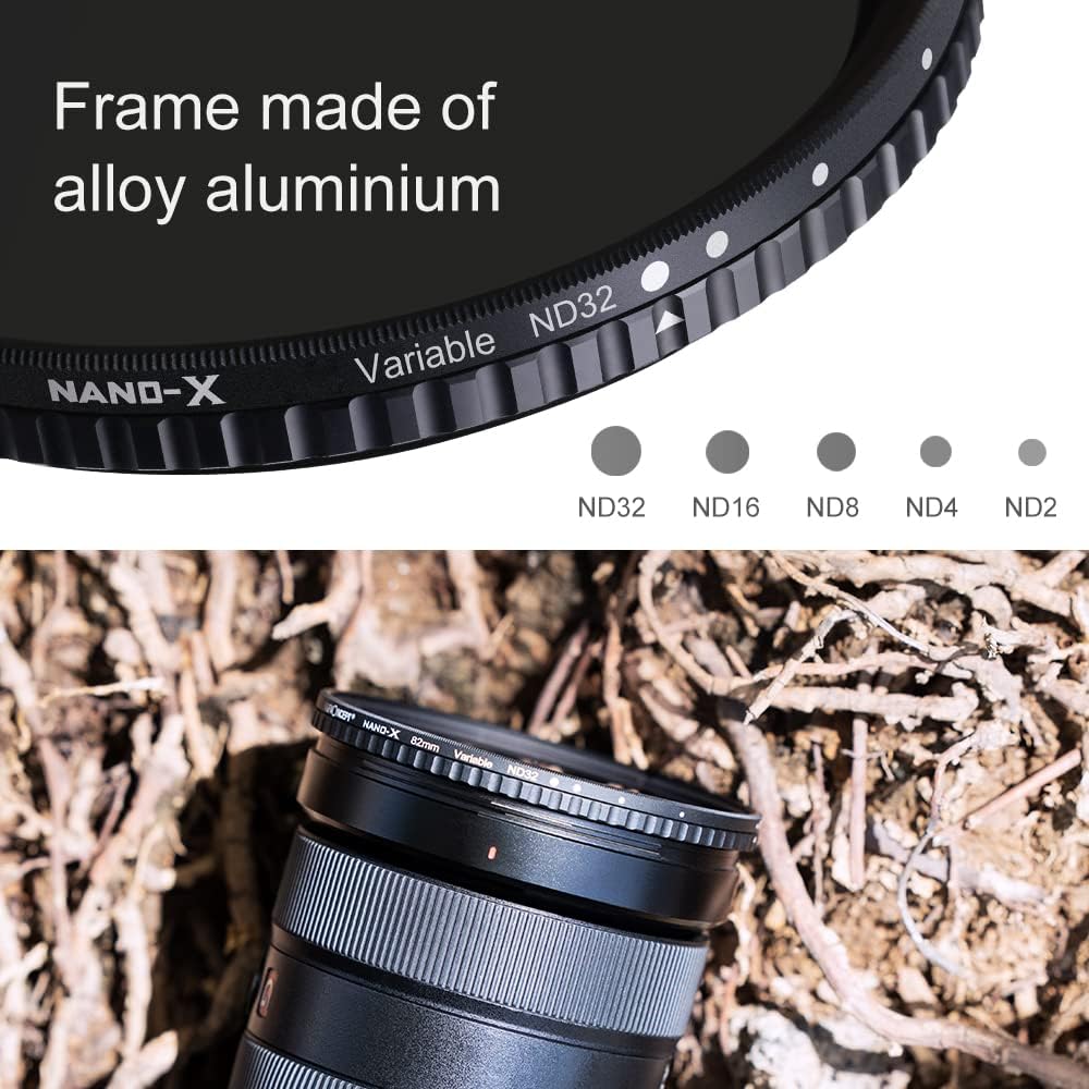 55mm Variable ND Filter ND2-ND32 Camera Lens Filter, 28 Multi-Layer Coatings, Pack of 2 D1882