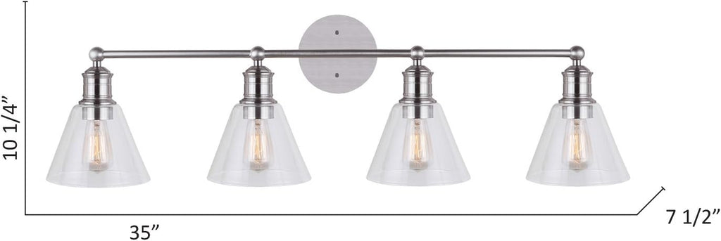 Brushed Nickel 4 Vanity Light with Clear Glass W82253