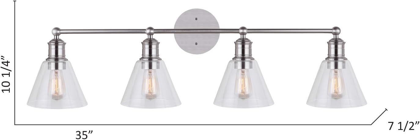 Brushed Nickel 4 Vanity Light with Clear Glass W82253