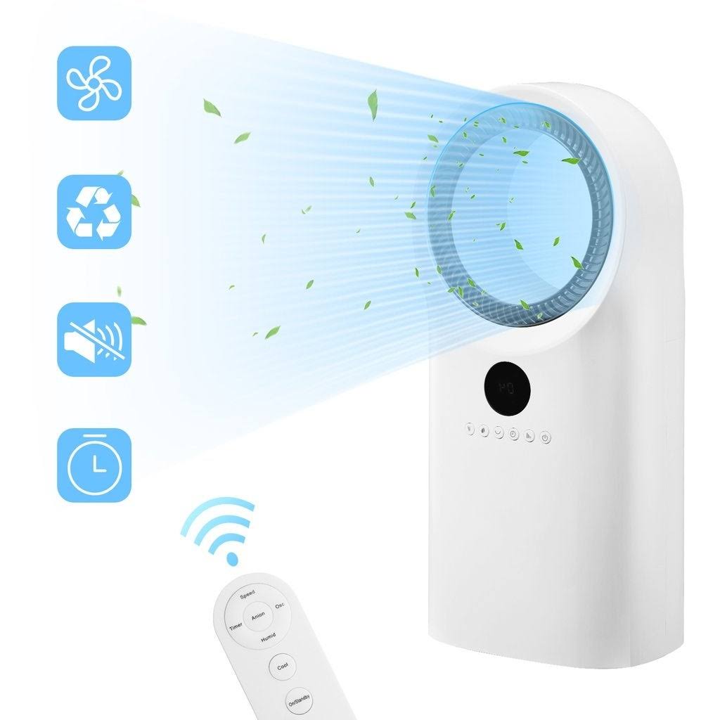Portable Air Conditioner Cooler Fan Humidifier with LED Indicator & Temperature Display - Blue R7074