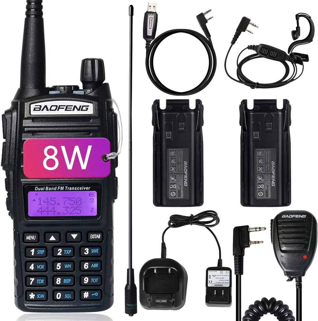 UV-82 High Power Portable 2 Way Radio with Extra 2800mAh Battery Full Kits X329