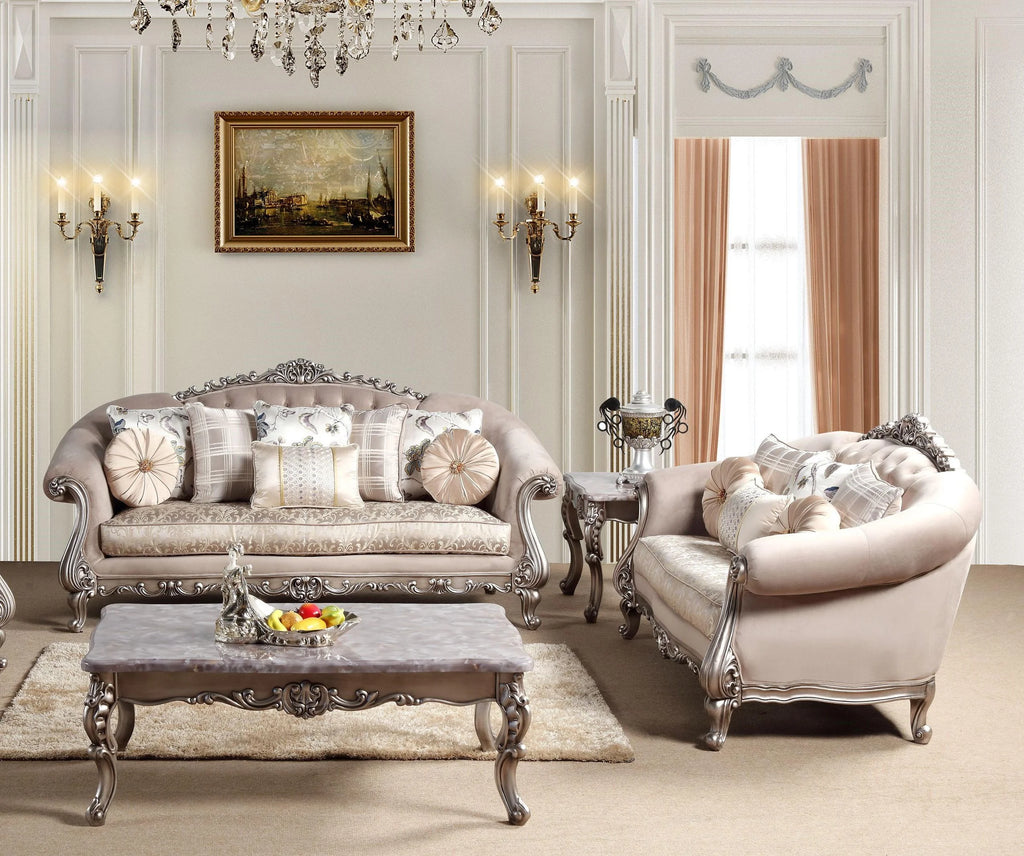 Beige Fabric Sofa Set 2Pc F407