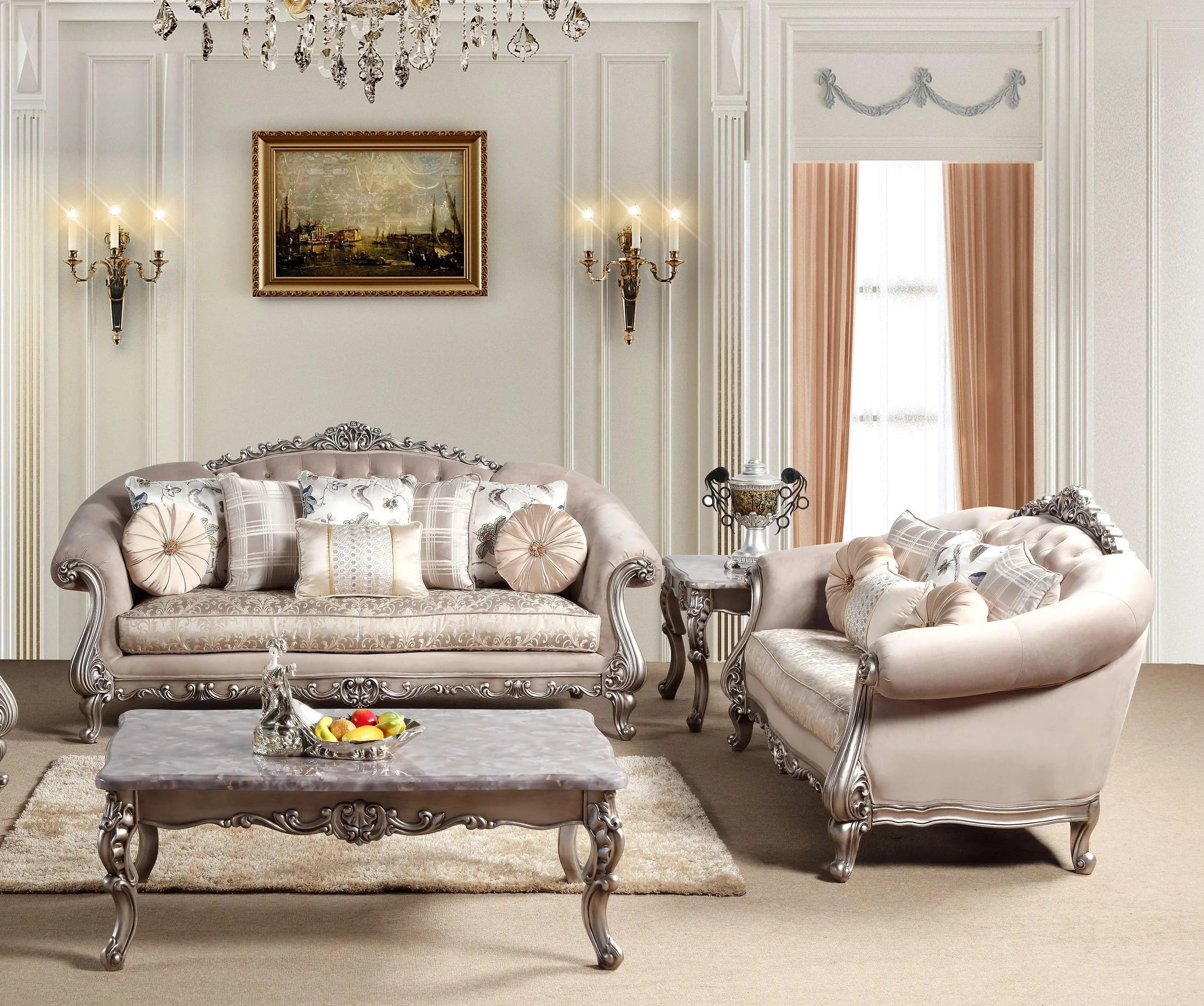 Beige Fabric Sofa Set 2Pc F407