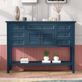 Blue Wood Console Table with 7 Storage Drawers and 1 Shelf Z7205